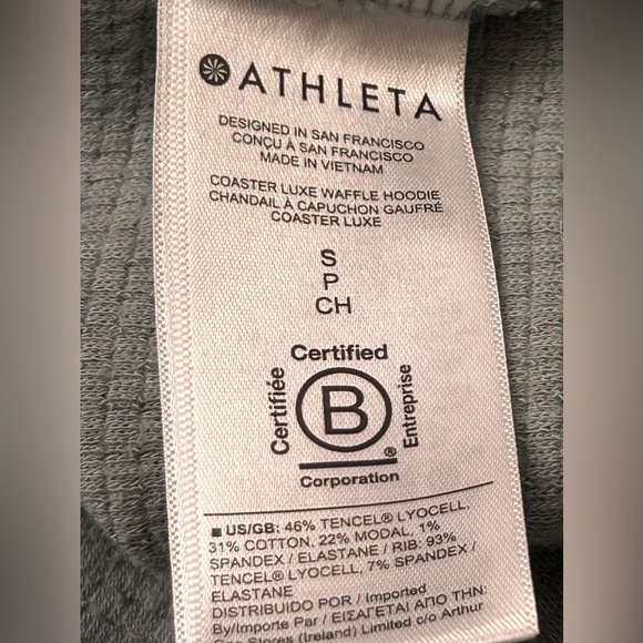 Athleta Womens Coaster Luxe Waffle Hoodie Minimalistic Grey, size Small Petite - Picture 9 of 14